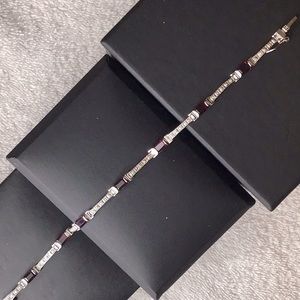 925 Sterling Silver Genuine Garnet Diamond Accent